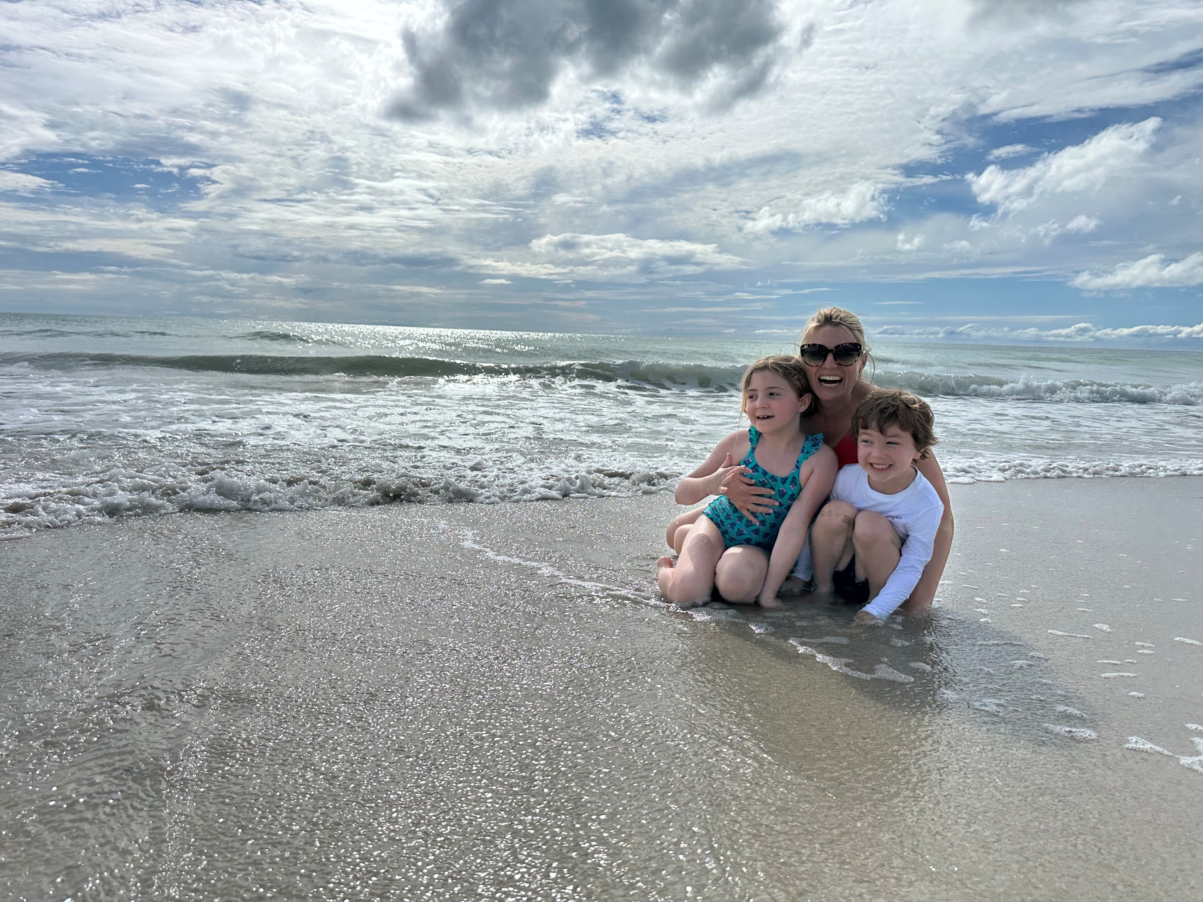 Family enjoying the surf at the Jersey Shore